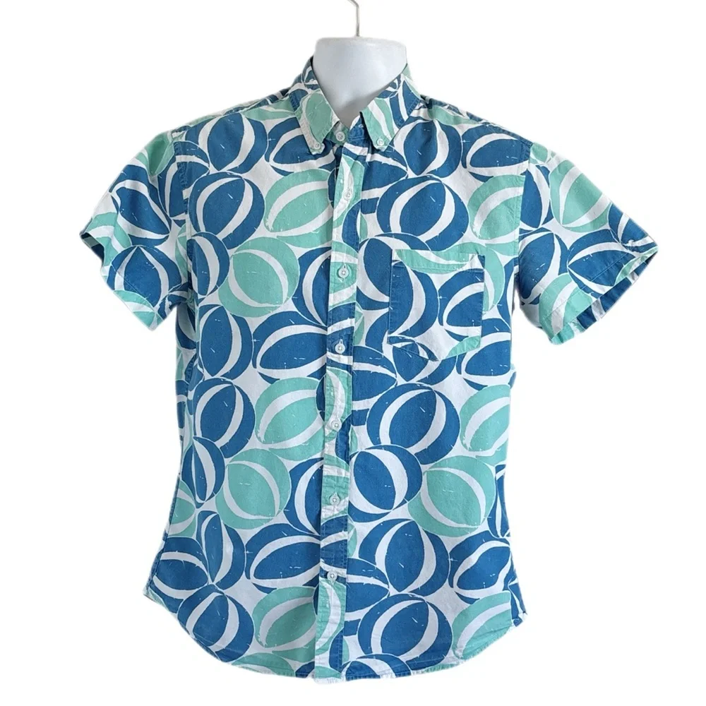 J.Crew Blue and Green Patterned Shirt Size M
